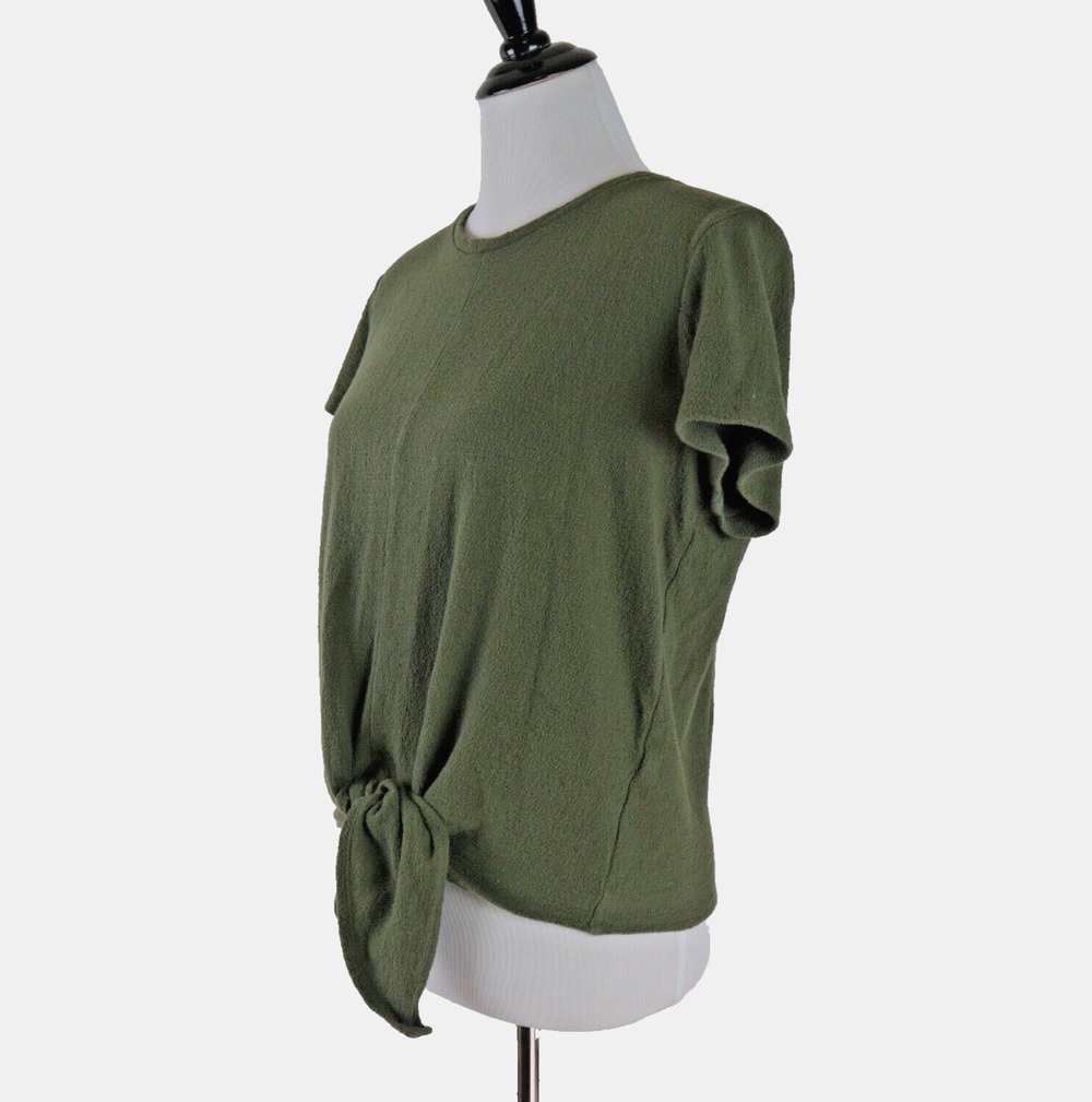 Madewell Size M Modern Tie-Front Top Olive Green Short Sleeve G2513